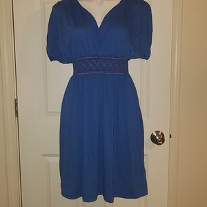 Blue dress with detailed elastic waist